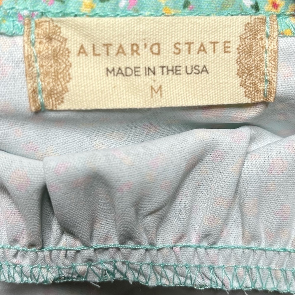 Altar’d State Floral Mini Dress Size M Mint Green Babydoll Tiered Summer NEW - Picture 9 of 13